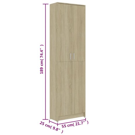 Gangkast 55x25x189 cm bewerkt hout sonoma eikenkleurig 9