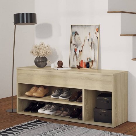 Schoenbank 105x30x45 cm bewerkt hout sonoma eikenkleurig 1