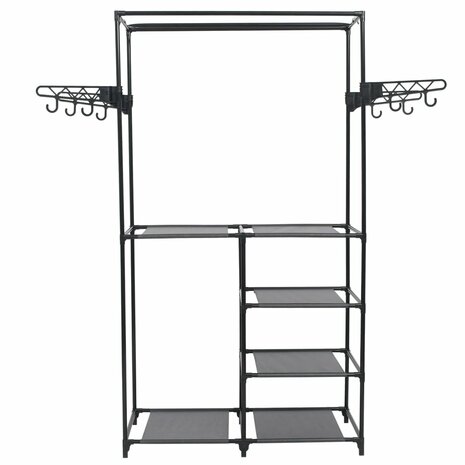 Kledingrek 87x44x158 cm staal en nonwoven stof zwart 2