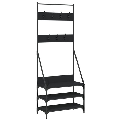 Kledingrek met schoenenrek 72x34x184 cm zwart 2