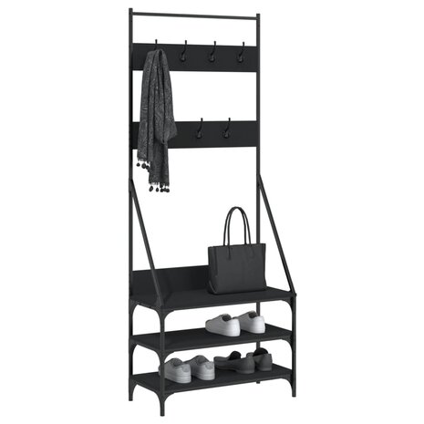 Kledingrek met schoenenrek 72x34x184 cm zwart 3
