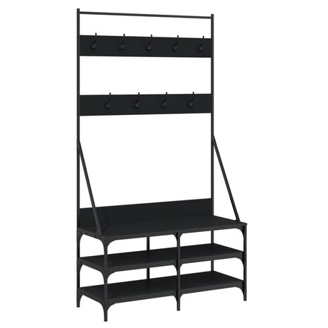 Kledingrek met schoenenrek 100x40x184 cm zwart 2
