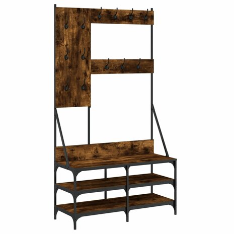Kledingrek met schoenenrek 100x40x184 cm gerookt eikenkleurig 2