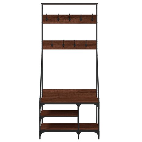 Kledingrek met schoenenrek 80x40x184 cm bruin eikenkleur 4