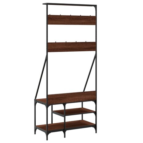 Kledingrek met schoenenrek 80x40x184 cm bruin eikenkleur 6