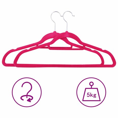 100-delige Kledinghangerset anti-slip fluweel roze 3