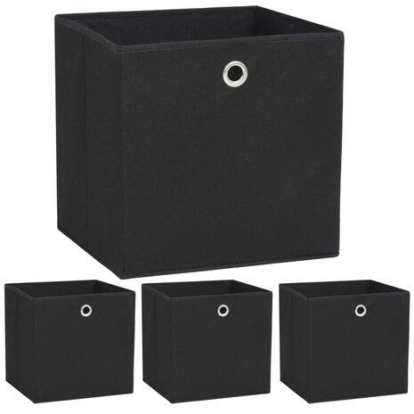 Opbergboxen 4 st 32x32x32 cm nonwoven stof zwart 1