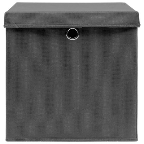 Opbergboxen met deksel 4 st 32x32x32 cm stof grijs 4