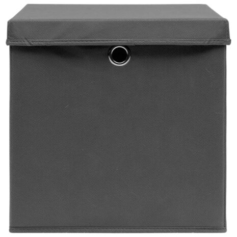 Opbergboxen met deksel 10 st 32x32x32 cm stof grijs 4