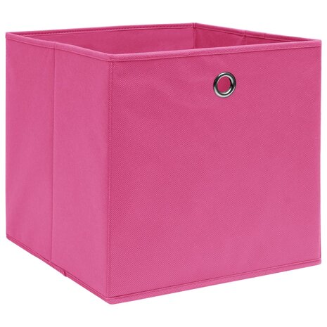Opbergboxen 10 st 32x32x32 cm stof roze 2