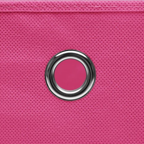 Opbergboxen met deksel 10 st 32x32x32 cm stof roze 5