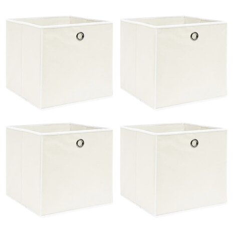 Opbergboxen 4 st 32x32x32 cm stof wit 1