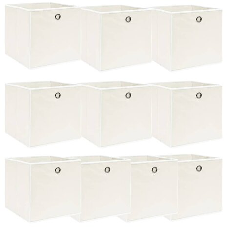 Opbergboxen 10 st 32x32x32 cm stof wit 1