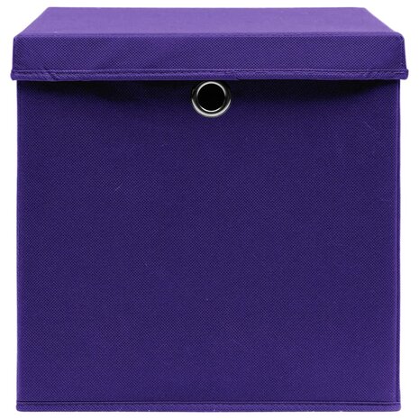 Opbergboxen met deksel 4 st 32x32x32 cm stof paars 4