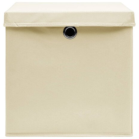 Opbergboxen met deksel 10 st 32x32x32 cm stof crèmekleurig 3