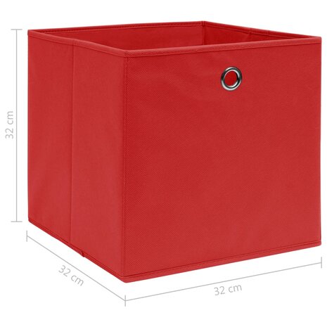 Opbergboxen 10 st 32x32x32 cm stof rood 5