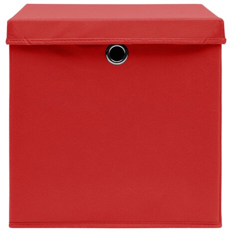 Opbergboxen met deksel 10 st 32x32x32 cm stof wit 4