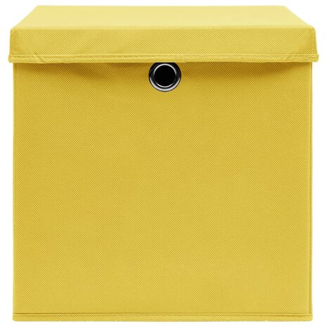 Opbergboxen met deksel 4 st 32x32x32 cm stof geel 4