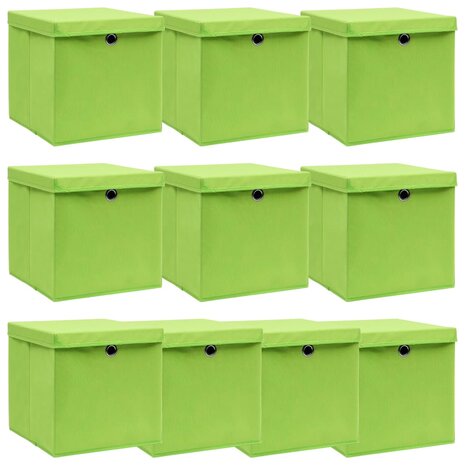 Opbergboxen met deksel 10 st 32x32x32 cm stof paars 1
