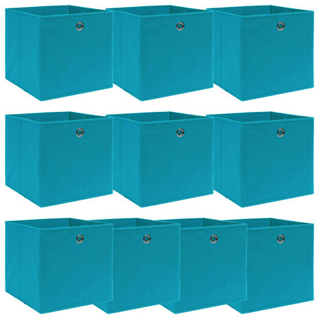 Opbergboxen 10 st 32x32x32 cm stof babyblauw 1