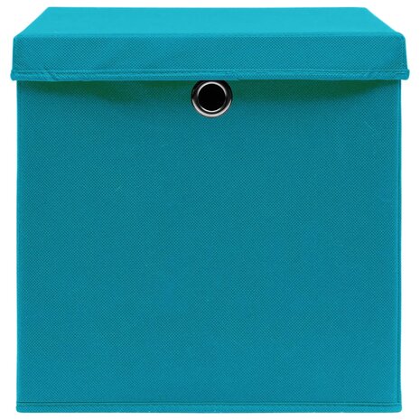 Opbergboxen met deksel 10 st 32x32x32 cm stof babyblauw 4