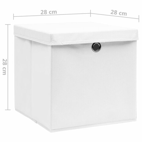 Opbergboxen met deksel 4 st 28x28x28 cm wit 6