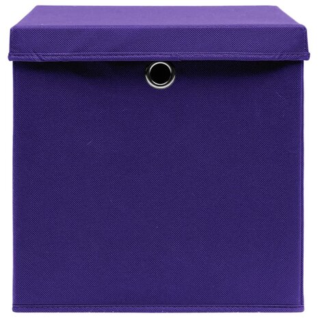 Opbergboxen met deksel 10 st 28x28x28 cm paars 3