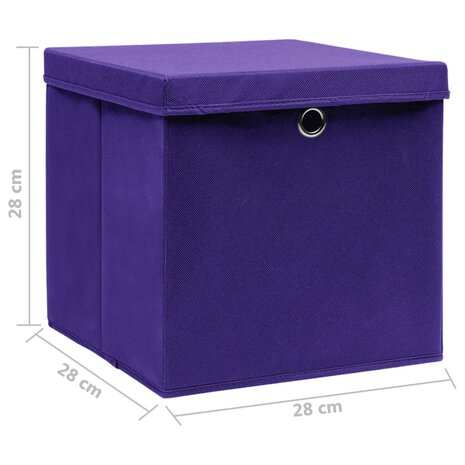Opbergboxen met deksel 10 st 28x28x28 cm paars 6