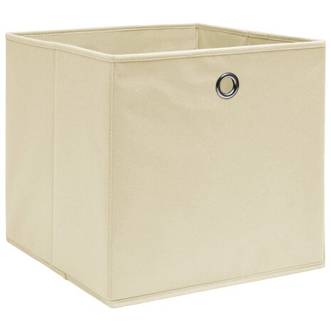 Opbergboxen 4 st 28x28x28 cm nonwoven stof crèmekleurig 2