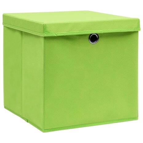 Opbergboxen met deksel 4 st 28x28x28 cm groen 2