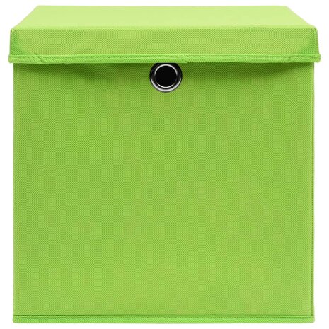 Opbergboxen met deksel 4 st 28x28x28 cm groen 4