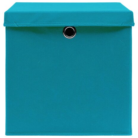 Opbergboxen met deksel 10 st 28x28x28 cm babyblauw 4