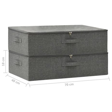 Opbergboxen 2 st 70x40x18 cm stof antracietkleurig 11