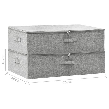 Opbergboxen 2 st 70x40x18 cm stof grijs 10