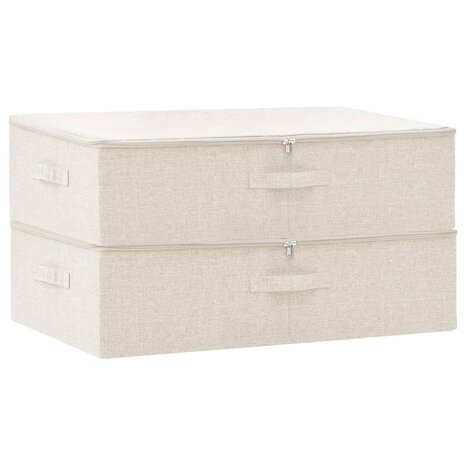 Opbergboxen 2 st 70x40x18 cm stof crèmekleurig 2