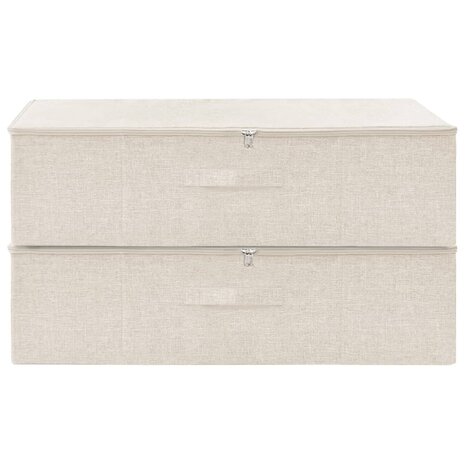 Opbergboxen 2 st 70x40x18 cm stof crèmekleurig 3
