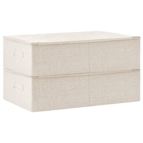 Opbergboxen 2 st 70x40x18 cm stof crèmekleurig 4