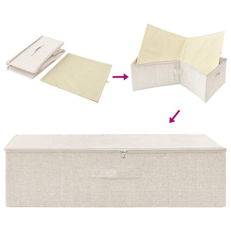 Opbergboxen 2 st 70x40x18 cm stof crèmekleurig 6
