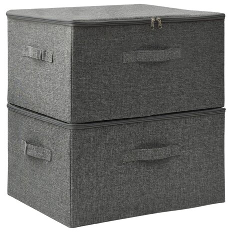 Opbergboxen 2 st 43x34x23 cm stof antracietkleurig 2