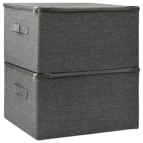Opbergboxen 2 st 43x34x23 cm stof antracietkleurig 4