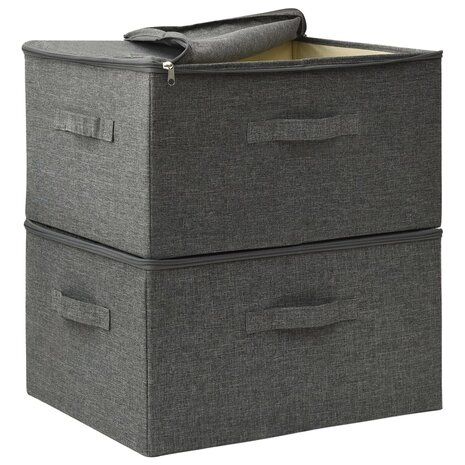Opbergboxen 2 st 43x34x23 cm stof antracietkleurig 6