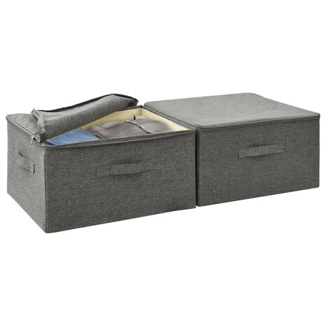 Opbergboxen 2 st 43x34x23 cm stof antracietkleurig 8