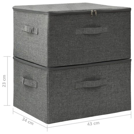Opbergboxen 2 st 43x34x23 cm stof antracietkleurig 11