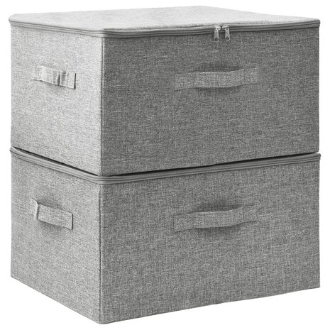 Opbergboxen 2 st 43x34x23 cm stof grijs 2