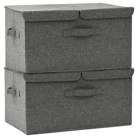 Opbergboxen 2 st 50x30x25 cm stof antracietkleurig 2
