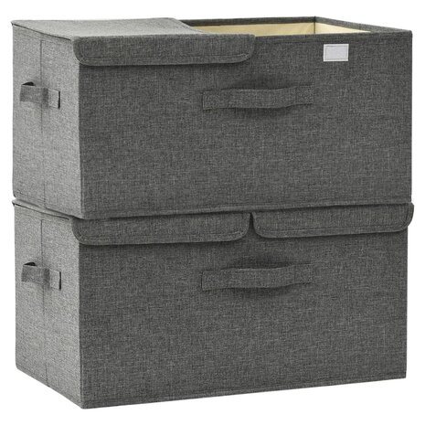 Opbergboxen 2 st 50x30x25 cm stof antracietkleurig 6