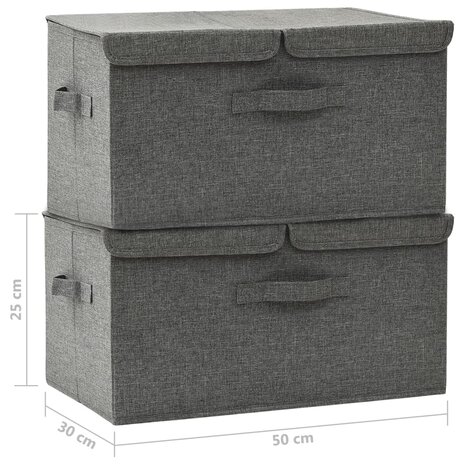 Opbergboxen 2 st 50x30x25 cm stof antracietkleurig 11