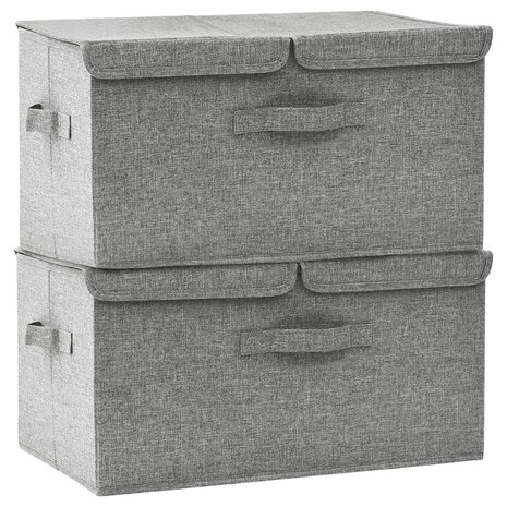 Opbergboxen 2 st 50x30x25 cm stof grijs 2