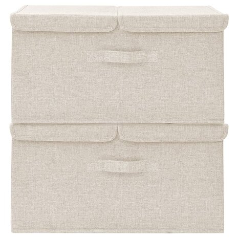 Opbergboxen 2 st 50x30x25 cm stof crèmekleurig 3