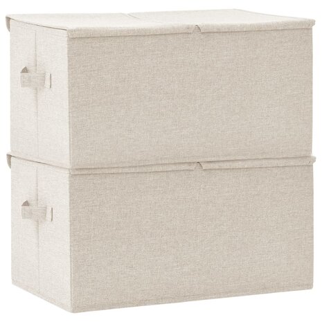 Opbergboxen 2 st 50x30x25 cm stof crèmekleurig 4